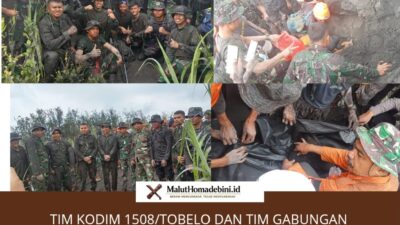 TIM KODIM 1508/TOBELO DAN TIM GABUNGAN BERHASIL EVAKUASI DUA WNA SINGAPURA DI GUNUNG DUKONO