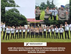 AKBP Erlichson Pasaribu Berikan Penghargaan kepada Personel Berprestasi dan Tim Evakuasi Korban Erupsi Gunung Dukono