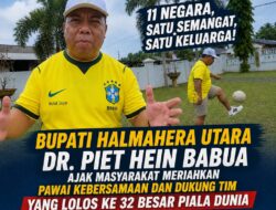 Bupati Halmahera Utara Dr. Piet hein Babua Ajak Masyarakat Meriahkan Pawai Kebersamaan dan Dukung Tim yang Lolos ke 32 Besar Piala Dunia