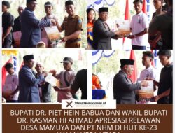 BUPATI DR. PIET HEIN BABUA DAN WAKIL BUPATI DR. KASMAN HI AHMAD APRESIASI RELAWAN DESA MAMUYA DAN PT NHM DI HUT KE-23 HALMAHERA UTARA