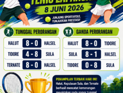 TENIS LAPANGAN TAMPILKAN PERSAINGAN KETAT, HALUT, SULA, DAN TERNATE PETIK KEMENANGAN MEYAKINKAN