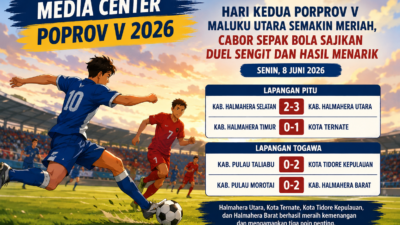 Hari Kedua Porprov V Maluku Utara Semakin Meriah, Cabor Sepak Bola Sajikan Duel Sengit dan Hasil Menarik