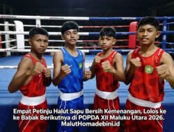 Empat Petinju Halut Sapu Bersih Kemenangan, Lolos ke Babak Berikutnya di POPDA XII Maluku Utara 2026