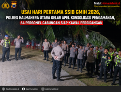 Usai Hari Pertama SSIB GMIH 2026, Polres Halut Gelar Apel Konsolidasi Pengamanan, 64 Personel Gabungan Siap Kawal Persidangan