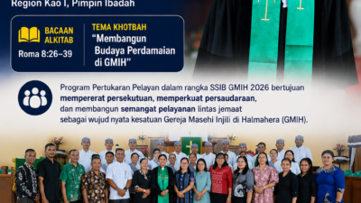 Pdt. Angriani Geovani Zouru, S.Th. Pimpin Ibadah Pertukaran Pelayan SSIB GMIH 2026 di Jemaat Eben Haeser Tioua, Gaungkan Budaya Perdamaian
