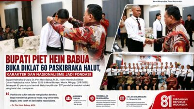 BUPATI PIET HEIN BABUA BUKA DIKLAT 60 PASKIBRAKA HALUT, KARAKTER DAN NASIONALISME JADI FONDASI