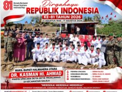 WAKIL BUPATI KASMAN HI. AHMAD PIMPIN UPACARA DETIK-DETIK PROKLAMASI HUT KE-81 RI DI GALELA