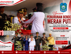 BUPATI HALMAHERA UTARA PIMPIN UPACARA PENURUNAN BENDERA MERAH PUTIH HUT KE-81 RI DI TOBELO SELATAN