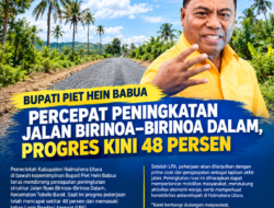 BUPATI PIET HEIN BABUA PERCEPAT PENINGKATAN JALAN BIRINOA–BIRINOA DALAM, PROGRES KINI 48 PERSEN